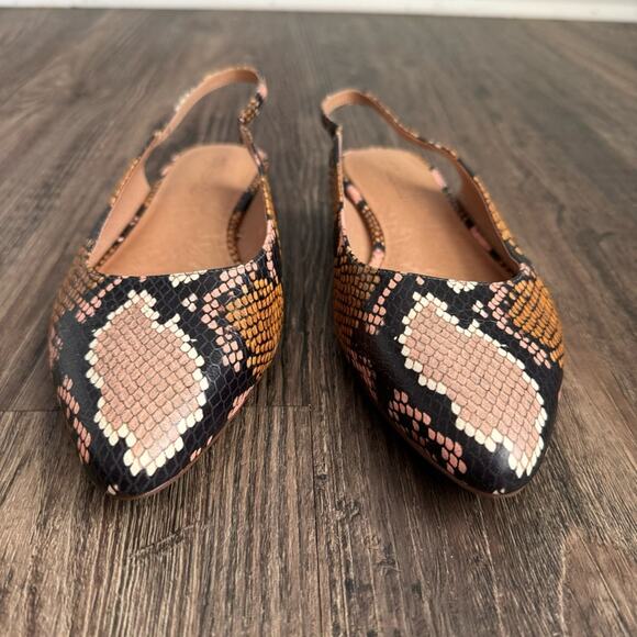 Madewell The Margot Snake Embossed Slingback Leather  Flats - Picture 6 of 11